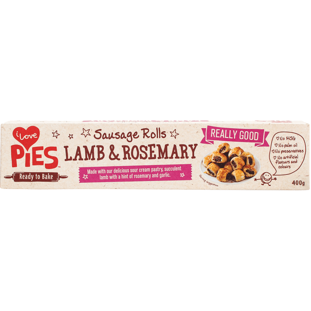 SAUSAGE ROLLS LAMB & ROSEMARY 400g I Love Food